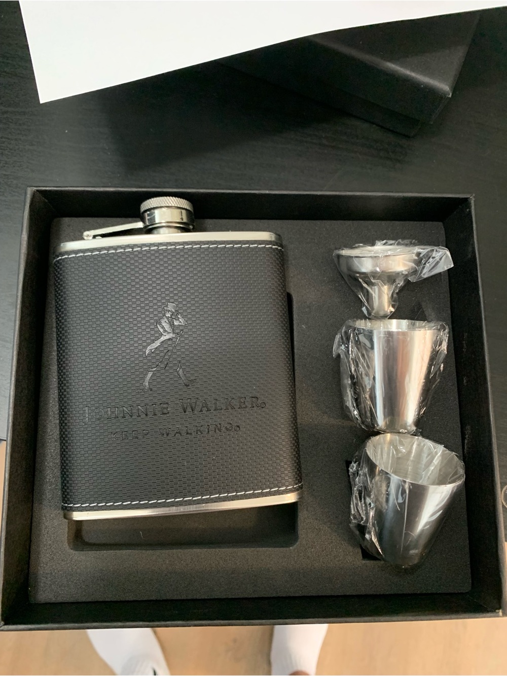 Brand New Johnnie Walker Flask with Funnel Set